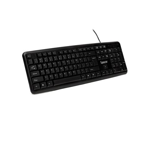 Tastatura Spacer SPKB-520 cu fir, USB, 104 taste, anti-spill, negru