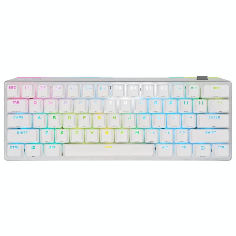 Tastatura 60% mecanica RGB K70 PRO mini wireless, key switches cherry mx RED, alb
