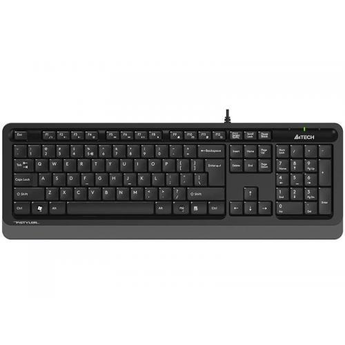 Tastatura A4TECH, cu fir, 104 taste format standard, USB, negru & gri