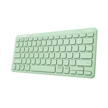 Tastatura Trust Lyra Wireless, conexiune USB-A, USB-C 1.1, distanta acoperire wireless 10m, 1x AAA baterie, compatibila cu laptop, pc, Bluetooth devices, tableta, verde TR-25096