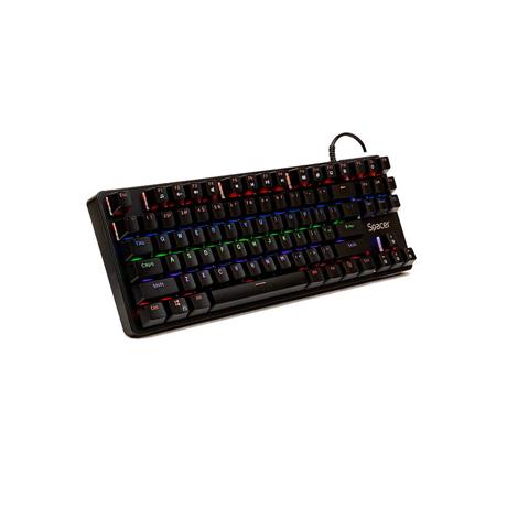 Tastatura Mecnaica Spacer SPKB-MK-IMMORTAL cu fir, USB, switch-uri mecanice albastre, 50 mil. apasari, 87 taste, anti-ghosting 28 taste, anti-spill, black