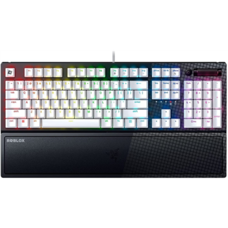 Tastatura Razer BlackWidow V3 Roblox Edition, cu fir, switch-uri Green (tactile & clicky), form factor: full size, cu taste multimedia, iluminare customizabila RGB Razer Chroma, taste ABS, cu wrist rest inclus, negru
