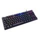 Tastatura gaming mecanica Serioux Freya, switch OUTEMU blue, pana la 50 milioane click-uri, 87 taste, 26 taste Anti-ghosting , 9 moduri de iluminare rainbow, material: ABS, layout US, palm rest de piele detasabil,  forta actionare: 60g ± 10g, plug and play , greutate: 780g ± 20g, cablu USB 1.5M PVC
