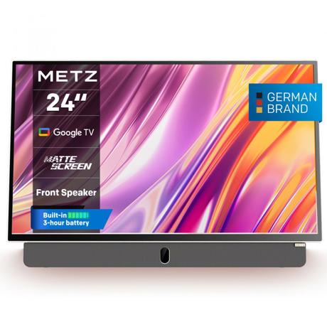 Televizor portabil METZ LED 24MPE7000, 60 cm, Smart Google TV , Full HD, 220/12V, 3h battery, Clasa E (Brand German), White