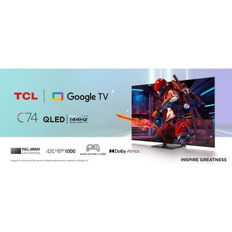 Televizor TCL QLED 65C745, 164 cm (65"), Smart Google TV, 4K, 144Hz