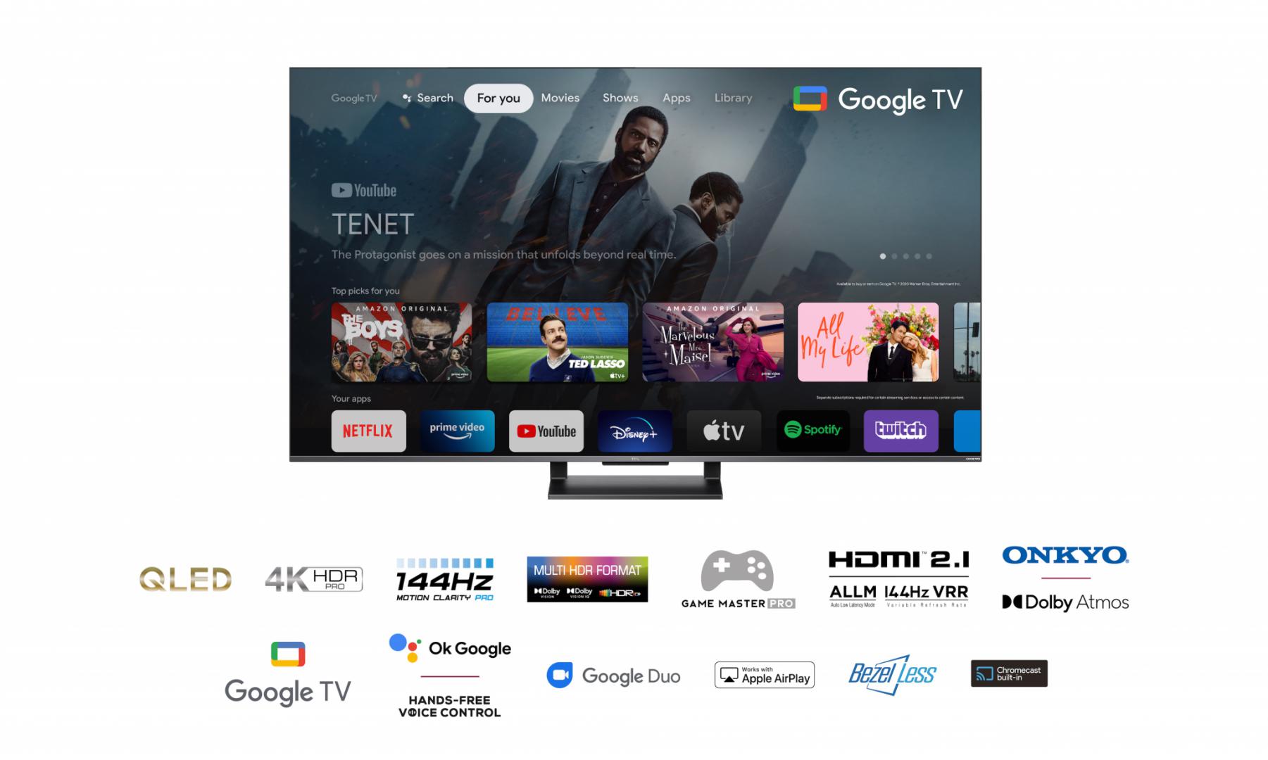 Televizor TCL QLED 55C735, 139 cm (55"), Smart Google TV, 4K, 144 hz