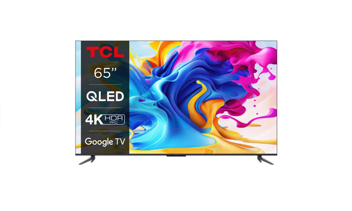 Smart TV TCL  65C645 (Model 2023) 65"(164CM), QLED 4K UHD, Brushed titanium metal front, Flat, Google TV, Mirroring iOS/Android, AiPQ 3.0 Engine, HDR10+/HLG/Dolby Vision IQ/Dolby AC-4/Dolby Atmos/Dolby TrueHD, Refresh rate: 50/60Hz+FRC / 120Hz FHD, Tuner: DVB-T2/C/S2, speakers 2x10W, Wi-Fi/Bluetooth