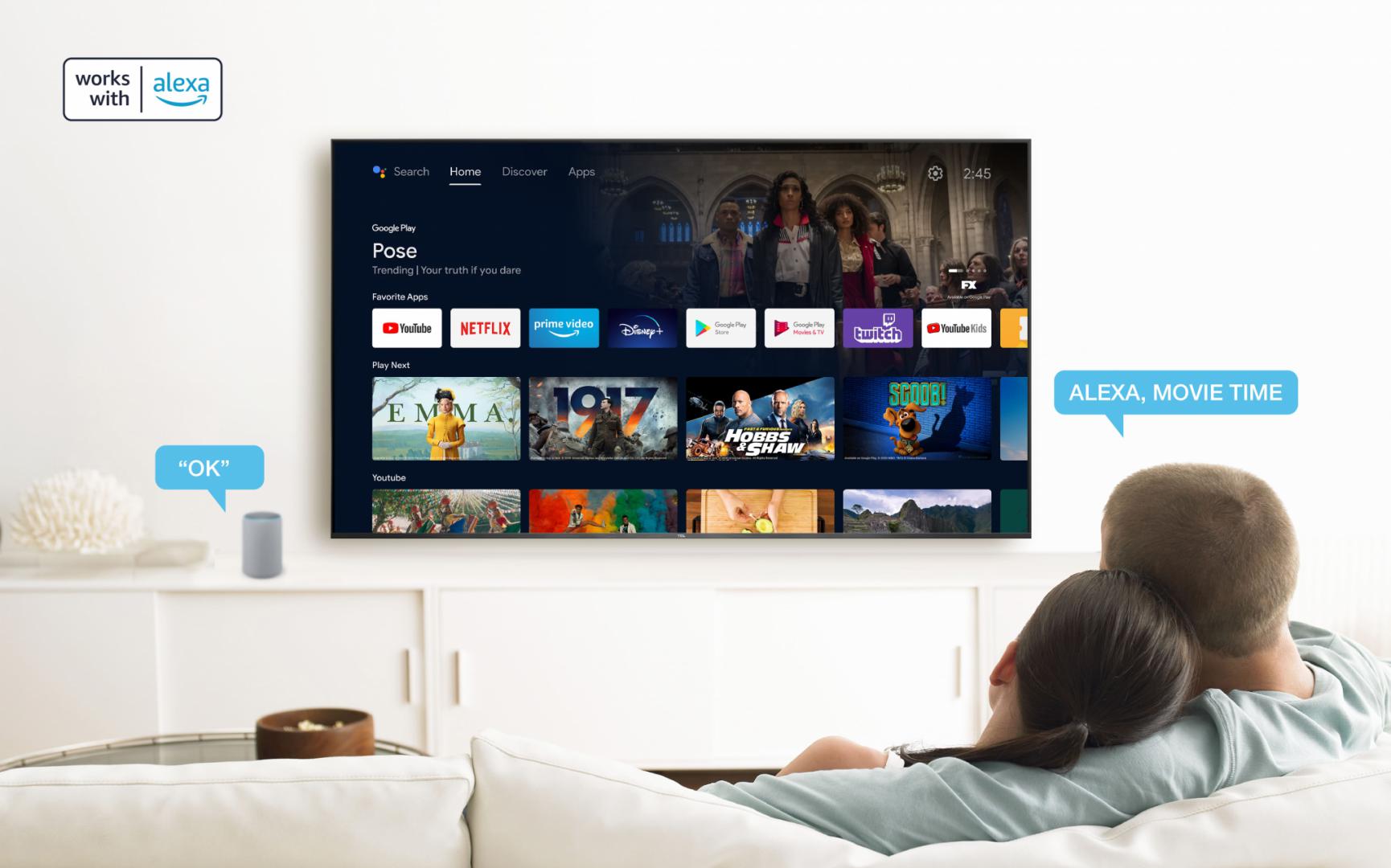Televizor TCL QLED 65C845, 164 cm (65"), Smart Google TV, 4K, 144Hz
