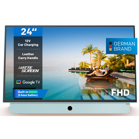 Televizor portabil METZ LED 24MPE7000Y, 60 cm, Smart Google TV , Full HD, 220/12V, 3h battery, Clasa E (Brand German), Blue