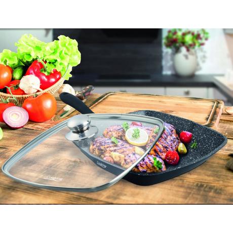 Tigaie Heinner Grill Aluminiu cu Capac 28 X 4.5 Cm , Dark Line