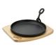 PLATOU SERVIRE ROTUND , 22 CM , FONTA PURA, CU MANER DETASABIL SI BAZA DIN LEMN, COOKING  BY HEINNER