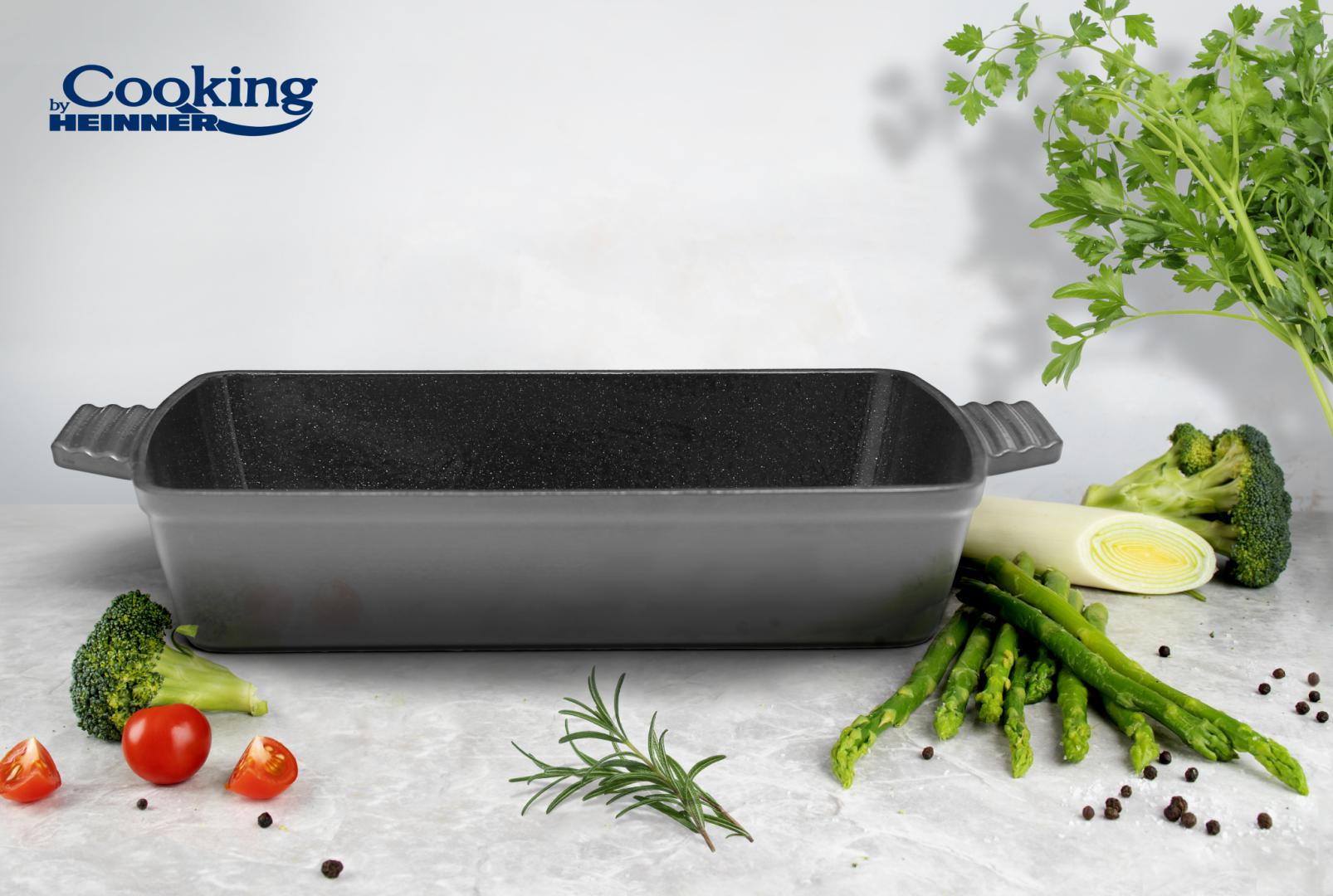 TAVA FONTA EMAILATA 33 x 23 x 7 CM, MARBLE GREY, COOKING BY HEINNER