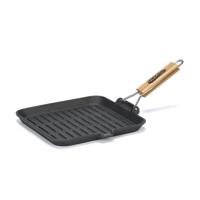 Tigaie Vanora Grill Fonta Pura Cu Maner Lemn Detasabil, 23x2 Cm