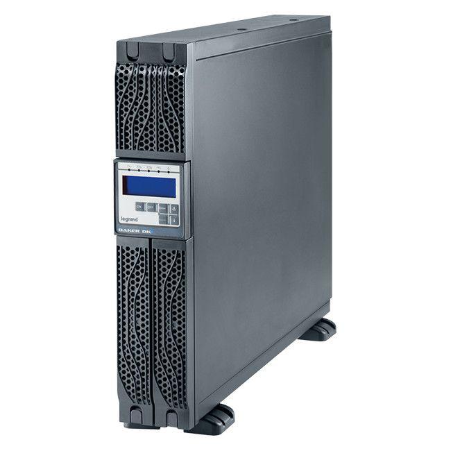 UPS Legrand Daker DK Plus, 1000VA/ 900W tip online cu dubla conversie, forma Rack/Tower, 0.9 capacitate putere, port comunicare-RS-232/USB, 6 x IEC socket, baterie: 3 x 12 V / 7.2 Ah, frecventa baterie (Hz): 50/60 Hz ± 0.1, 230V, dimensiuni (W x D x H mm): 440 x 405 x 88, culoare negru