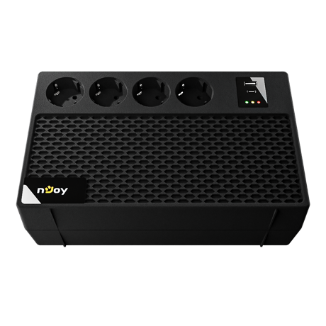 UPS nJoy Renton 650 Plus, 650VA / 360W, 4x prize Schuko conectate la baterie, 1x port incarcare USB Tip C 33W, 1x port de incarcare USB Tip A 18W, fara display LCD, tensiune nominala de intrare 230V  Caracteristici Stabilizator (AVR) de tip Boost and Buck Functie auto-restart la revenirea tensiunii