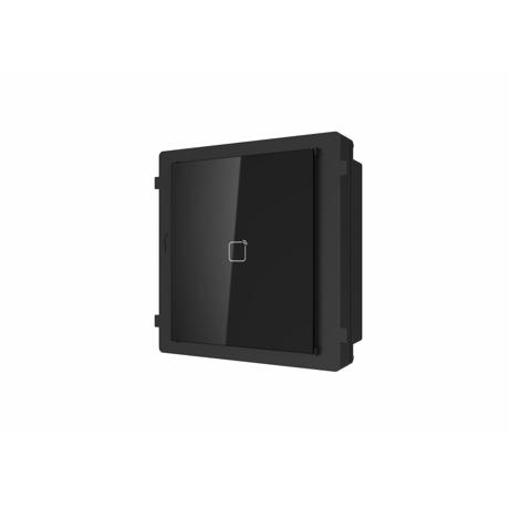 Modul cititor de card Mifare pentru videointerfon modular Hikvision DS-KD-M; deschidere usi cu card acces Mifare 13.56 MHz (cardurile nu suntincluse); iluminare pe timp de noapte; protectie IP 65; Dimensiuni: 98.5mm × 100 mm × 33.7 mm; Temperatura de functionare: -40°C to +60°C;
