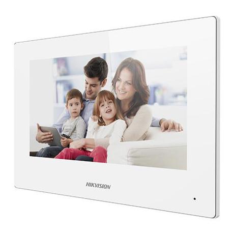 Monitor videointerfon WIFI modular 7 color Hikvision DS-KH6320-WTE1-W; culoare alba, ecran LCD 7 color cu touch screeen, rezolutie ecran 1024 x 600; design modern; Conectivitate: Retea wireless: Wi-Fi 802.11b/g/n; Network:10/100Mbps self adaptive network ; TCP/IP, SIP, RTSP; Comunicare audio