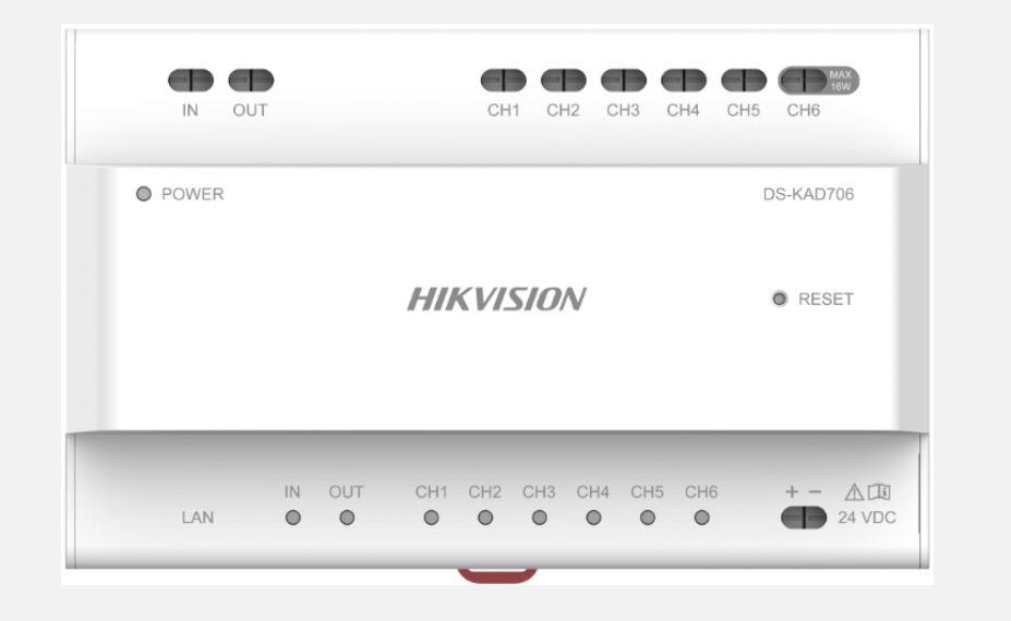 Distribuitor audio/video pentru sisteme de videointerfonie cu conexiune pe 2 fire Hikvision DS-KAD706