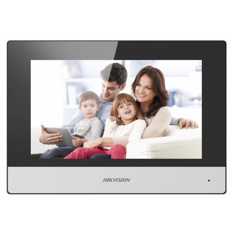 Monitor videointerfon WIFI modular 7" color Hikvision DS-KH6320-WTE1/EU;ecran LCD 7" color cu touch screeen, rezolutie ecran 1024 × 600; designmodern; Conectivitate: Retea wireless: Wi-Fi 802.11b/g/n; Network:10/100Mbps self adaptive network ; TCP/IP, SIP, RTSP; Comunicare audio videobidirectionala