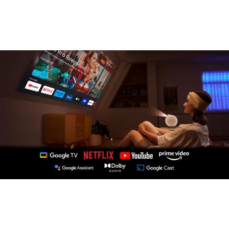Videoproiector BenQ GV50, FHD 1920* 1080, up to 4K UHD (3840 x 2160), laser 20.000-30.000 ore, 500 ANSI lumeni, 16:9, 100.000:1, HDR, HLG, HDMI, USB Type A-1 (2.0/Power Supply1.0A/Reader/FW Upgrade), USB tip C, boxe 2* 4W, Woofer Cameră 10W, audio out, telecomanda cu baterie inclusa, cablu