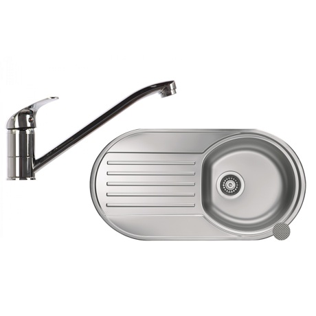 Pachet promotional Alveus Chiuveta Form 40, cuva dreapta, inox + Baterie GM 110, Crom
