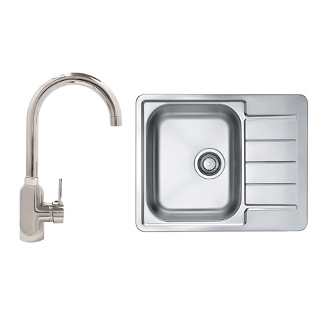 Pachet promotional Alveus Chiuveta Line 110, cuva stanga, inox + Baterie GM 120, Crom