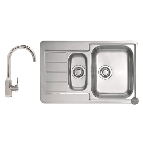 Pachet promotional Alveus Chiuveta Line 70, cuva dreapta, inox + Baterie GM 120, Crom