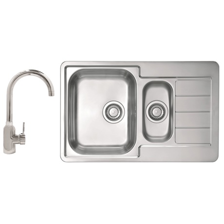 Pachet promotional Alveus Chiuveta Line 70, cuva stanga, inox + Baterie GM 120, Crom