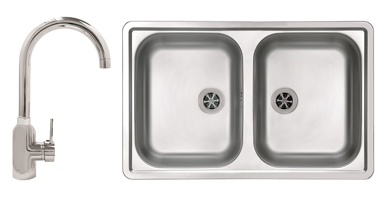 Pachet promotional Alveus Chiuveta Line 90 inox + Baterie GM 120, Crom