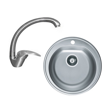 Pachet promotional Alveus Chiuveta Form 30 satin, inox + Baterie GM 130, Crom