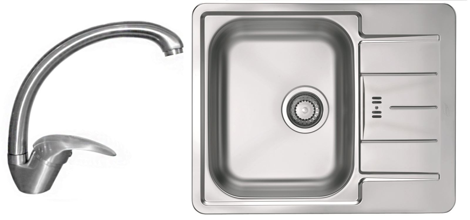 Pachet promotional Alveus Chiuveta Line 60, cuva stanga, inox + Baterie GM 130, Crom