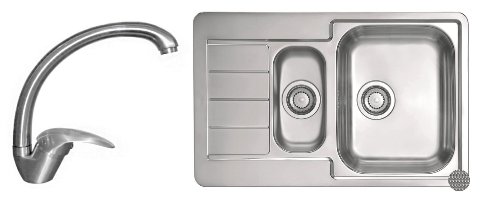 Pachet promotional Alveus Chiuveta Line 70, cuva dreapta, inox + Baterie GM 130, Crom