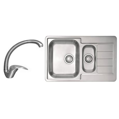 Pachet promotional Alveus Chiuveta Line 70, cuva stanga, inox + Baterie GM 130, Crom