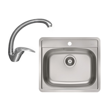 Pachet promotional Alveus Chiuveta More 10 inox + Baterie GM 130, Crom