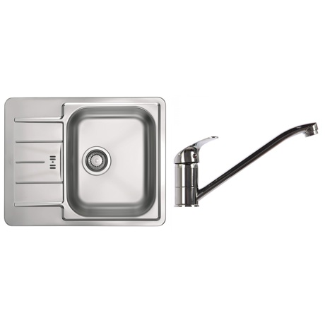 Pachet promotional Alveus Chiuveta Line 60, cuva dreapta, inox + Baterie GM 110, Crom