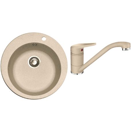Pachet Franke 114.0491.754 chiuveta fragranite ROG 610 avena, ø510, cuva ø400, tehnologie Sanitized + Baterie Franke Novara Plus avena 115.0470.654