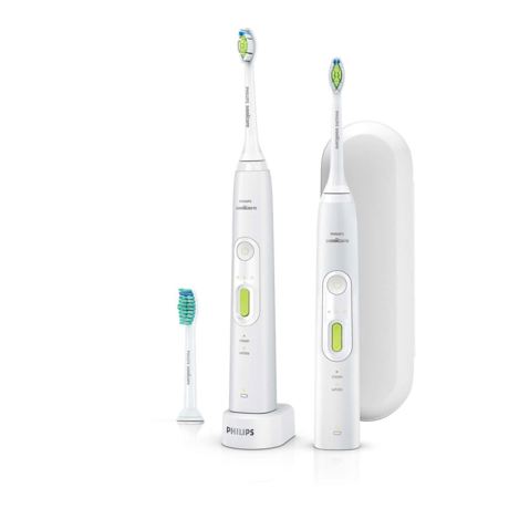 Set periuţe de dinţi sonice electrice Philips Sonicare HealthyWhite+ HX8923/34, 2 moduri, 3 intensităţi, 3 capete de periere, 2 mânere, Încărcător, Toc de transport, Timer, Indicator baterie, Alb mat