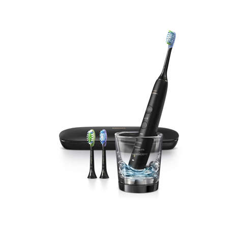 Periuţă de dinţi sonică electrică Philips Sonicare DiamondClean Smart HX9903/13, Capete de periere smart, 4 moduri, 3 intensităţi, 3 capete de periere, Pahar de încărcare, Toc de transport, Aplicaţie Connected brushing, Senzor de presiune, Negru
