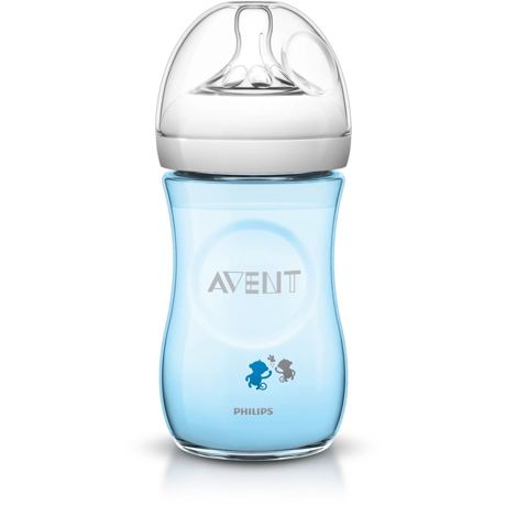 Biberon Philips Avent Natural SCF621/17, 260 ml, Tetina cu debit lent, Peste 1 lună, Albastru