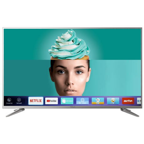 Televizor LED Tesla 43T607SUS, 109 cm, Smart TV, 4K, Linux, Wi-Fi, Negru/argintiu