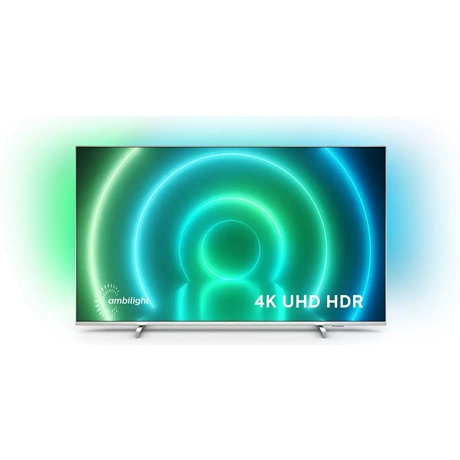 Televizor LED Philips 43PUS7956/12, 108 cm, 4K UHD, Android TV, Dolby Atmos, Wi-Fi, Bluetooth, CI+, Ambilight, Argintiu