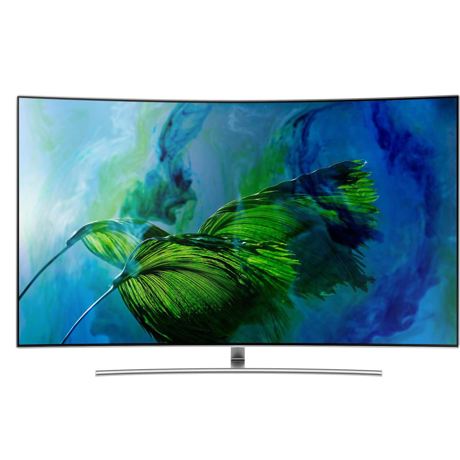 Televizor QLED Curbat Samsung 55Q8CAM, 138 cm, Quantum Dot, Smart 4K, Ultra HD Premium, HDR 1500, Argintiu/Metal Back