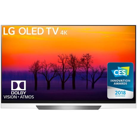 Televizor OLED 4K LG OLED55E8PLA, Smart TV, Wi-Fi, 4K Cinema HDR, Dolby Atmos®, Contrast infinit, 139 cm, Negru/Argintiu