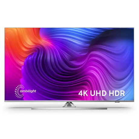 Televizor LED Philips 50PUS8536/12, 126 cm, 4K UHD, Android TV™ 10 (Q), Procesor Quad Core, Dolby Atmos, Wi-fi, Bluetooth, Ambilight, Clasa G, Argintiu