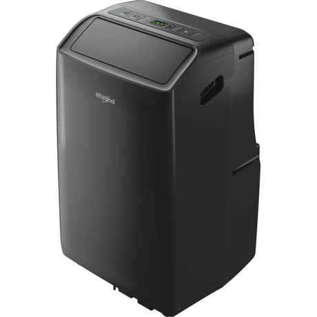 Aparat aer conditionat portabil Whirlpool PACF212HPB, 12000 BTU, Racire sau incalzire, Senzor Al 6-lea Simt, Dezumidificare, Night Mode, Telecomanda, Clasa A, Negru  Culoare negru