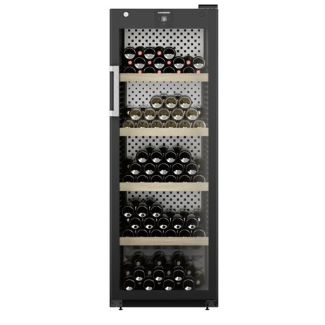 Vitrina de vinuri Liebherr WPbli 5031, 229 sticle, Clasa F, Rafturi lemn, Control electronic Display, H 188.4 cm, 443 l, Negru