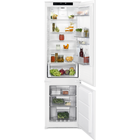 Combina frigorifica incorporabila Electrolux ENS6TE19S, No Frost Inteligent, 273 L, Action Cool, Action Freeze, Functie vacanta, H 188.4 cm, Alb