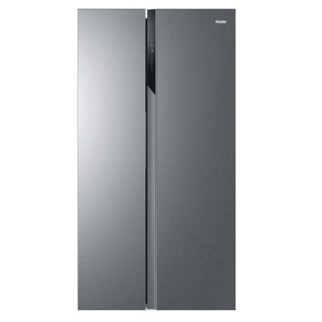 Frigider Side by Side HAIER HSR3918ENPG, compresor inverter, clasa E, Total No Frost (multi air flow), 528 L, H 177 cm, display LED extern, Super Cooling/Super Freezing/Holiday, culoare silver