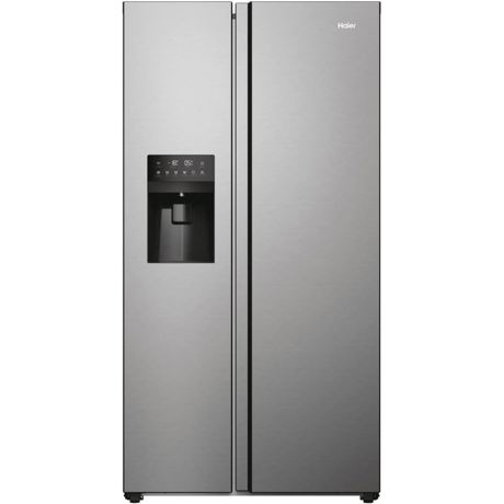Frigider side by side Haier HSR5918DIMP,  511 l, Total No Frost, Display touch, Dispenser apa si gheata, Clasa D , H 177 cm, Platinum Inox