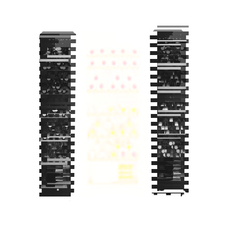 Vitrina de vinuri Haier HWS77GDAU1, 77 sticle, WiFi, LED, Dual zone, Usa reversibila, Clasa G, H 127 cm, Negru